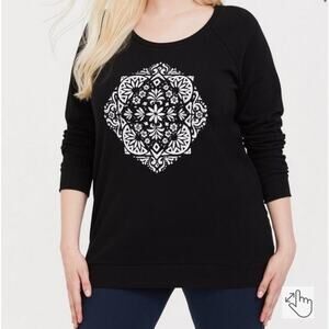 Torrid black Mandela v neck tunic sweater long sleeve size 00 large NWT